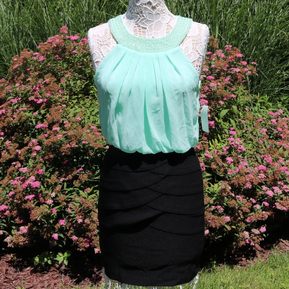 NWT Turquoise and Black Prom Dress